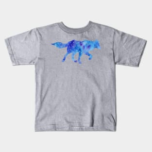 Blue Star Wolf Watercolor Kids T-Shirt